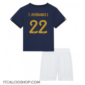 Francia Theo Hernandez #22 Prima Maglia Bambino Mondiali 2022 Manica Corta (+ Pantaloni corti)